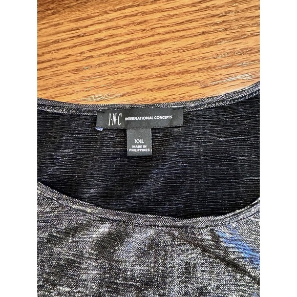 INC Womens Silver Top NWT Dressy Top Twist Top Long Sleeves XXL - Picture 2 of 10